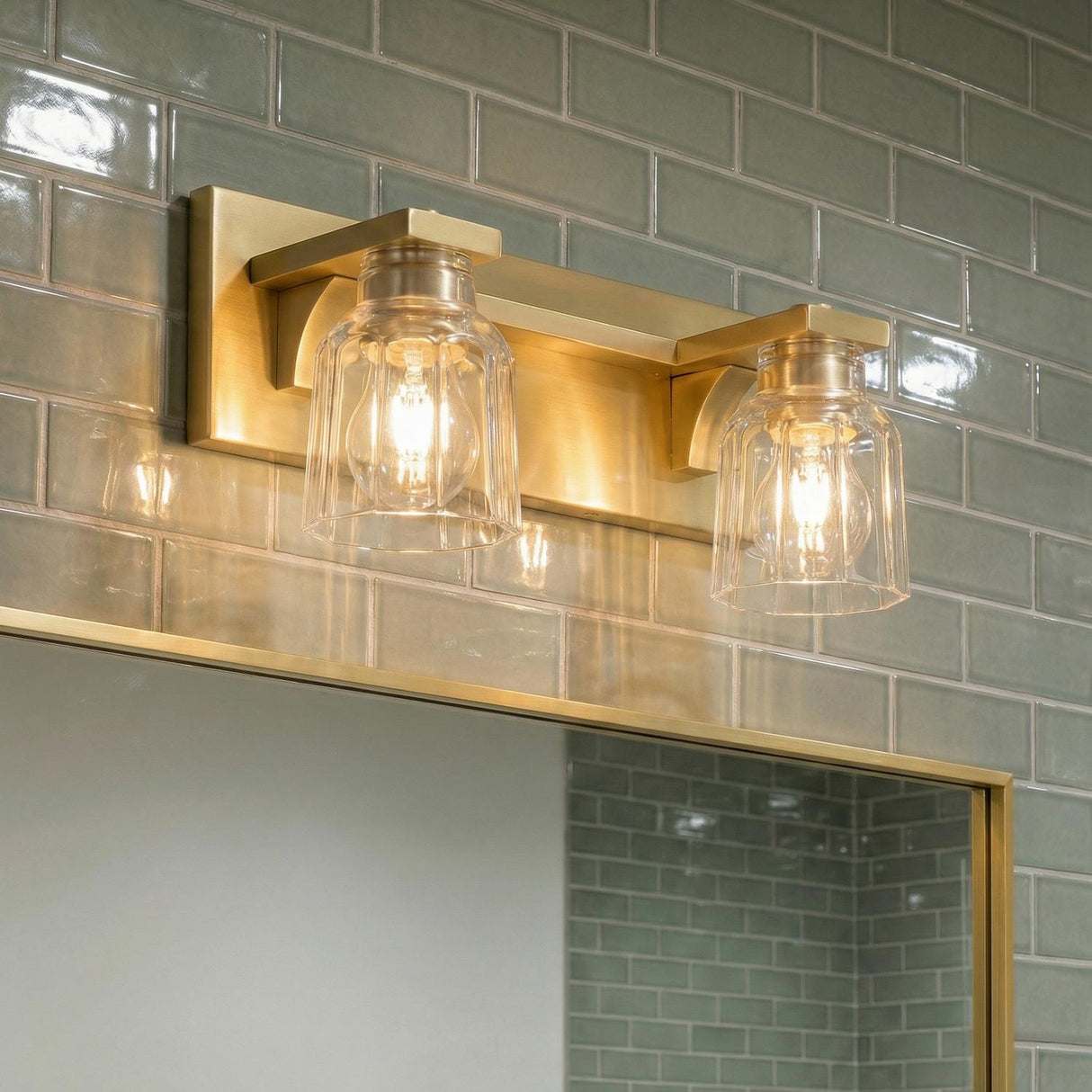 Kurt 2 Light Vanity 15", Satin Brass
