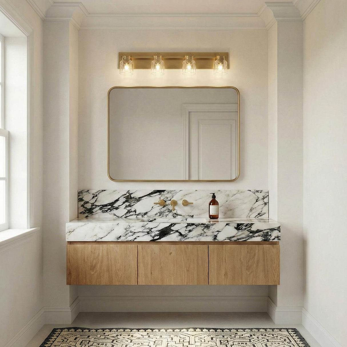 Kurt 4 Light Vanity 32", Satin Brass