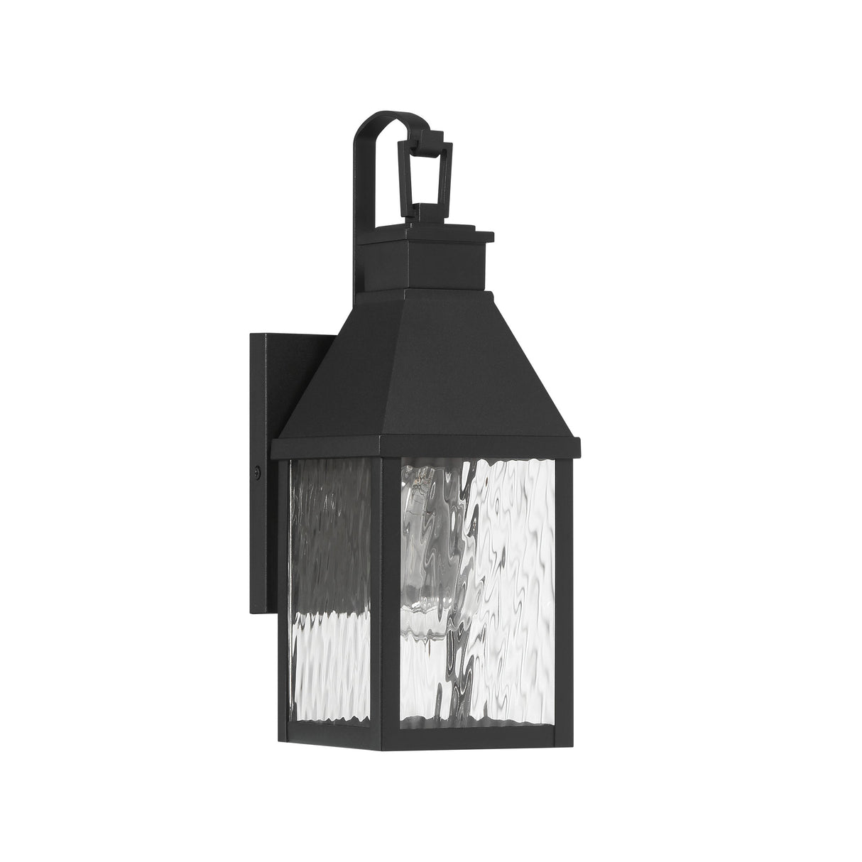 Westin Outdoor Wall Light, Small 14", Black and Water Glass