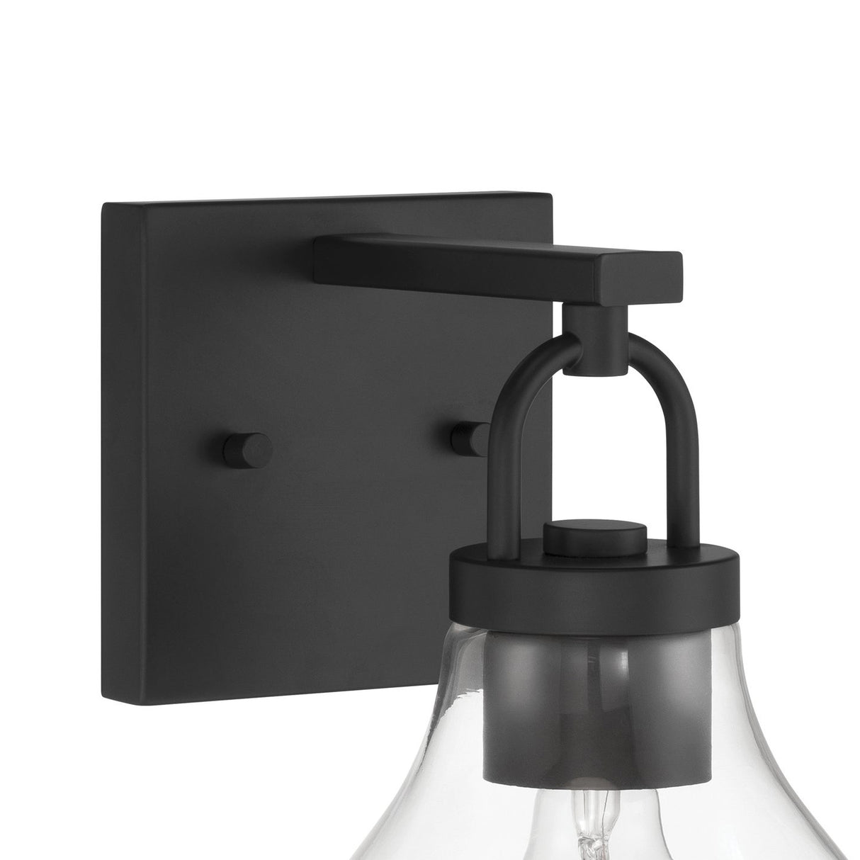 Naya Vanity Wall Sconce, Matte Black and Clear Glass
