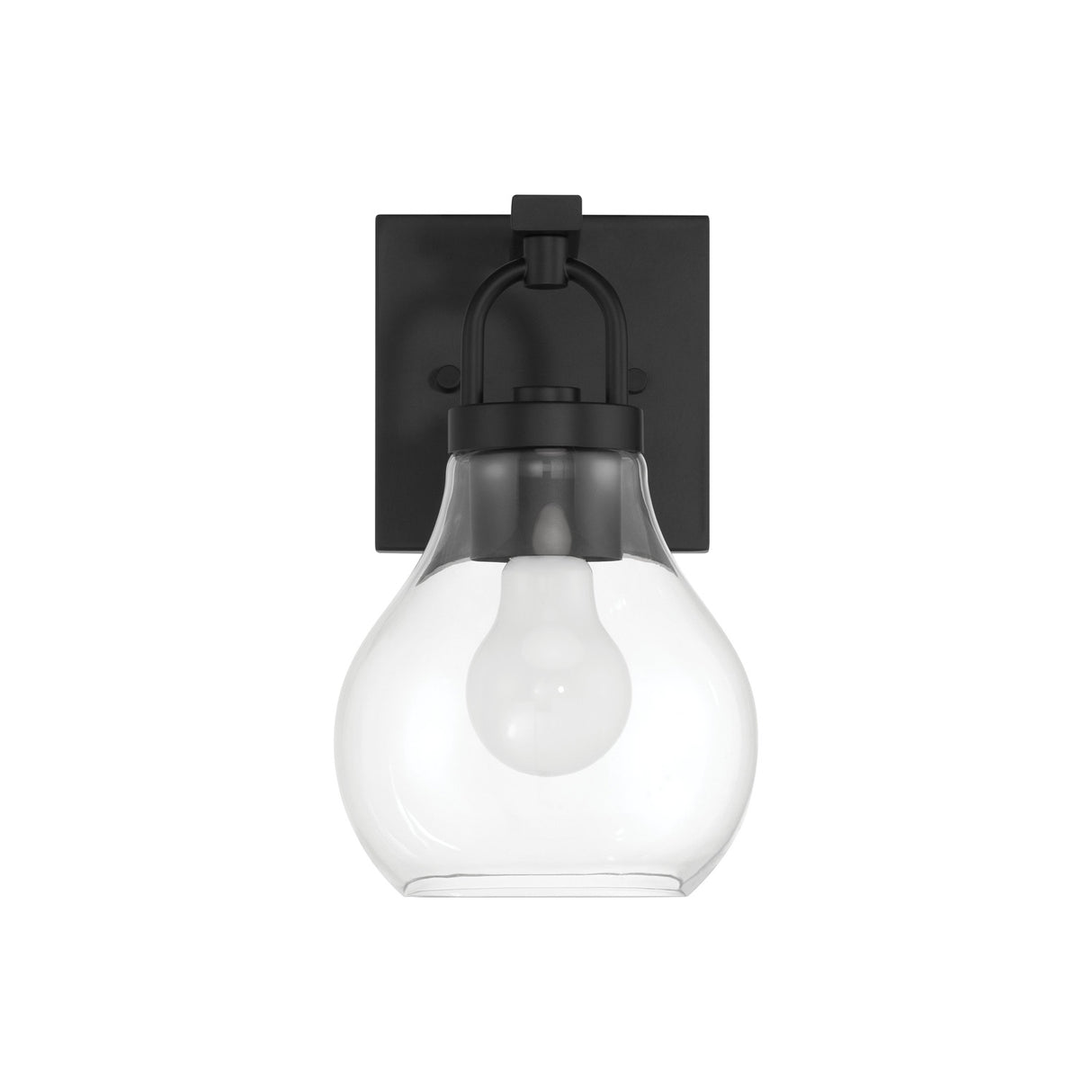 Naya Vanity Wall Sconce, Matte Black and Clear Glass