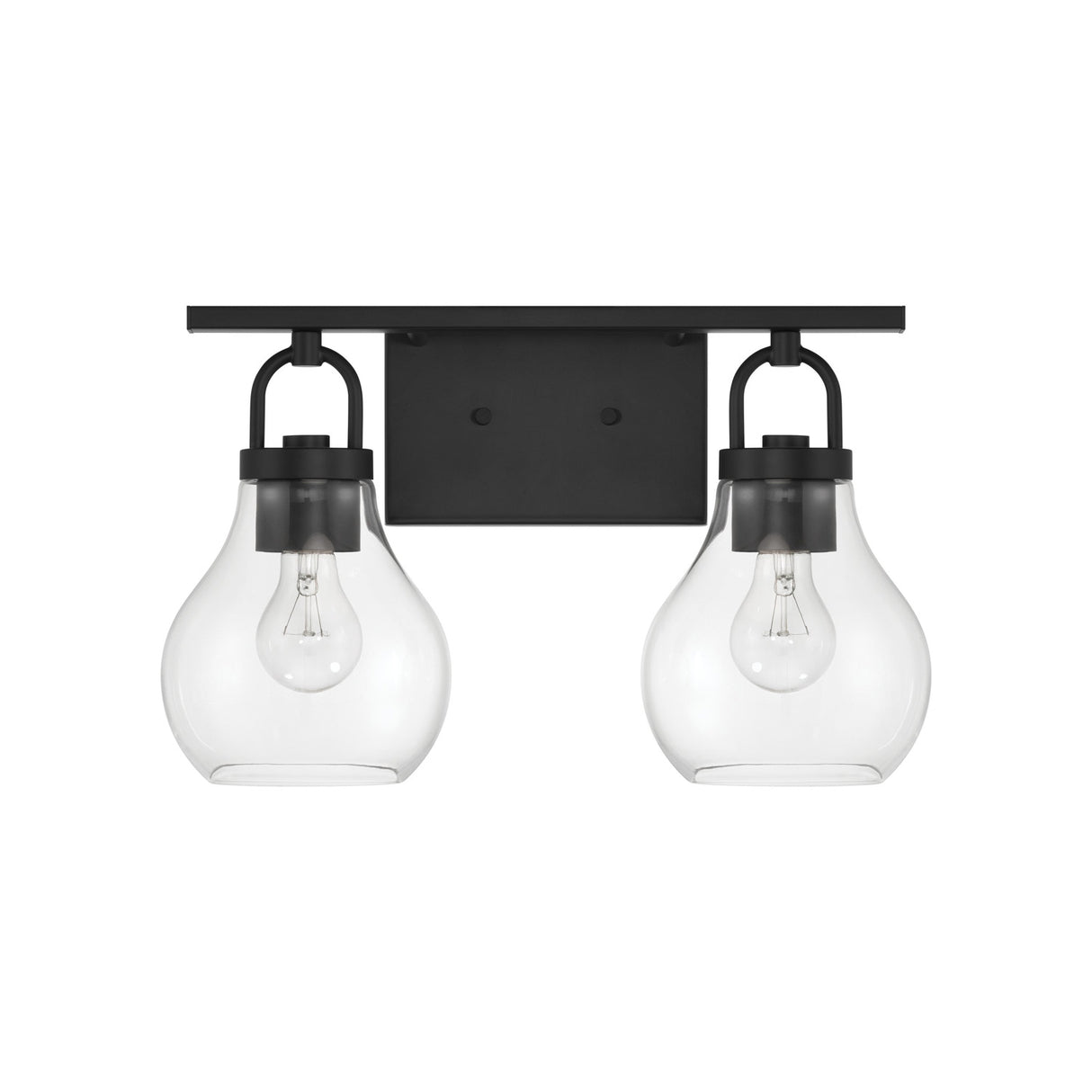 Naya 2 Light Vanity 16", Matte Black and Clear Glass