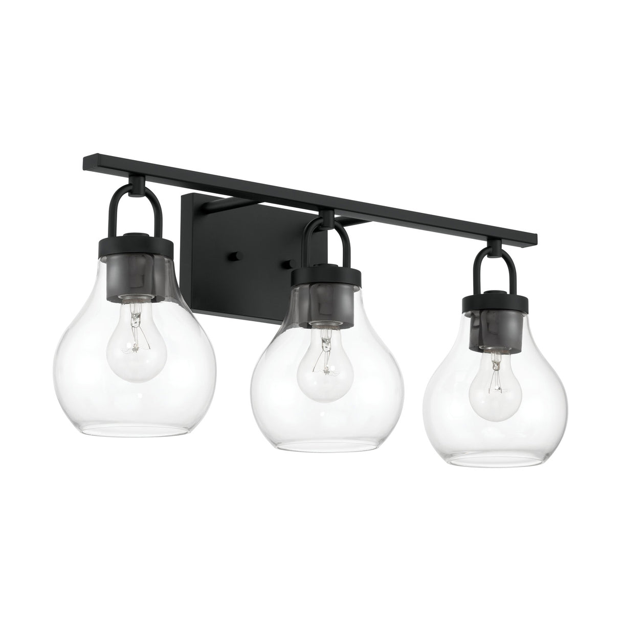 Naya 3 Light Vanity 24", Matte Black and Clear Glass