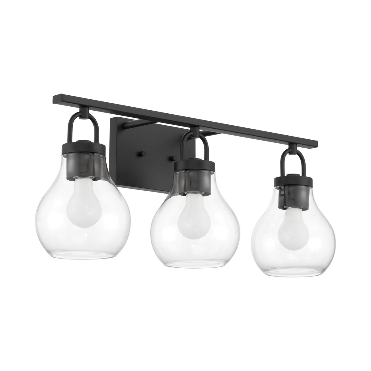 Naya 3 Light Vanity 24", Matte Black and Clear Glass