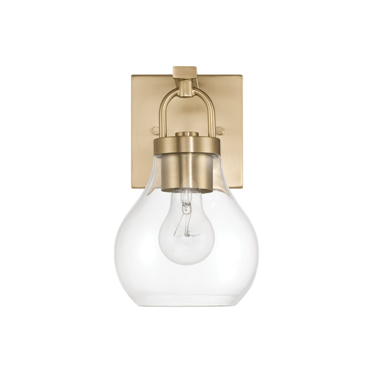 Naya Vanity Wall Sconce, Satin Brass and Clear Glass