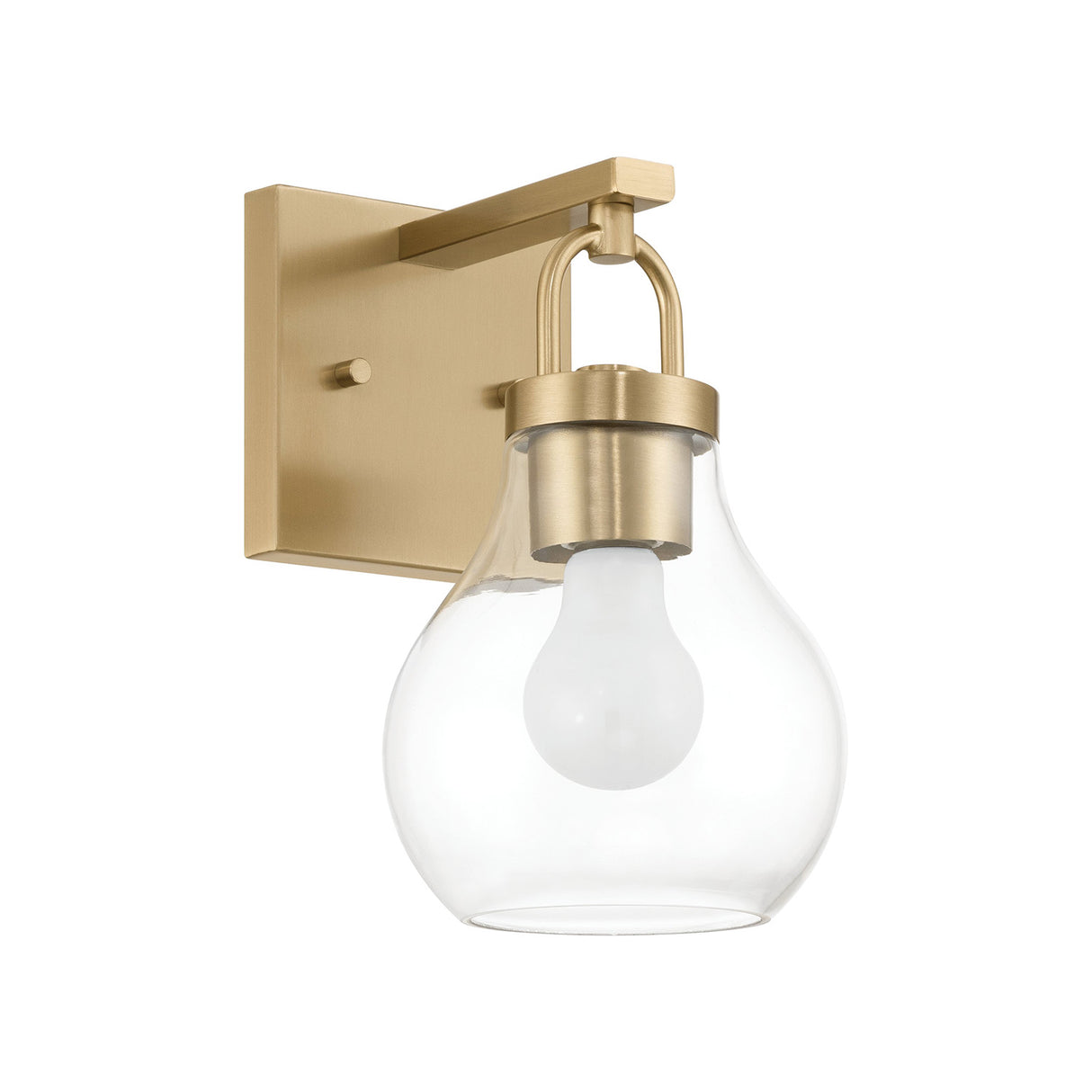 Naya Vanity Wall Sconce, Satin Brass and Clear Glass