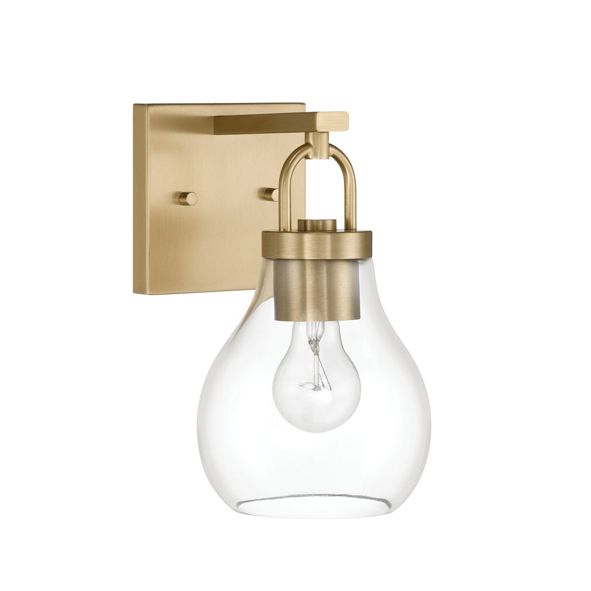 Naya Vanity Wall Sconce, Satin Brass and Clear Glass