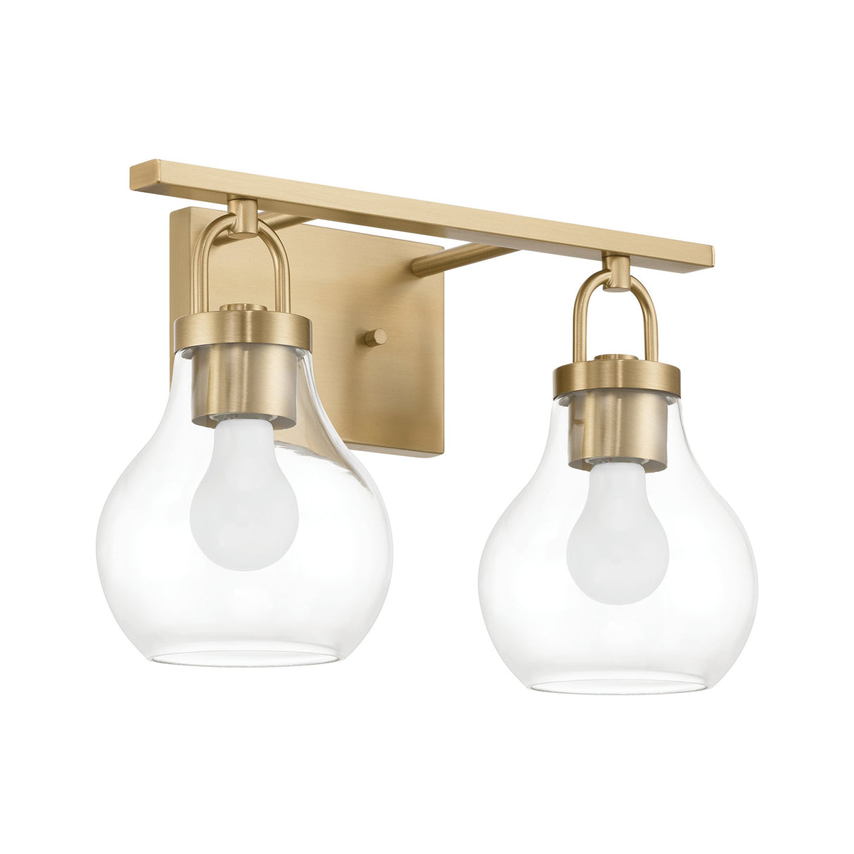 Naya 2 Light Vanity 16", Satin Brass and Clear Glass