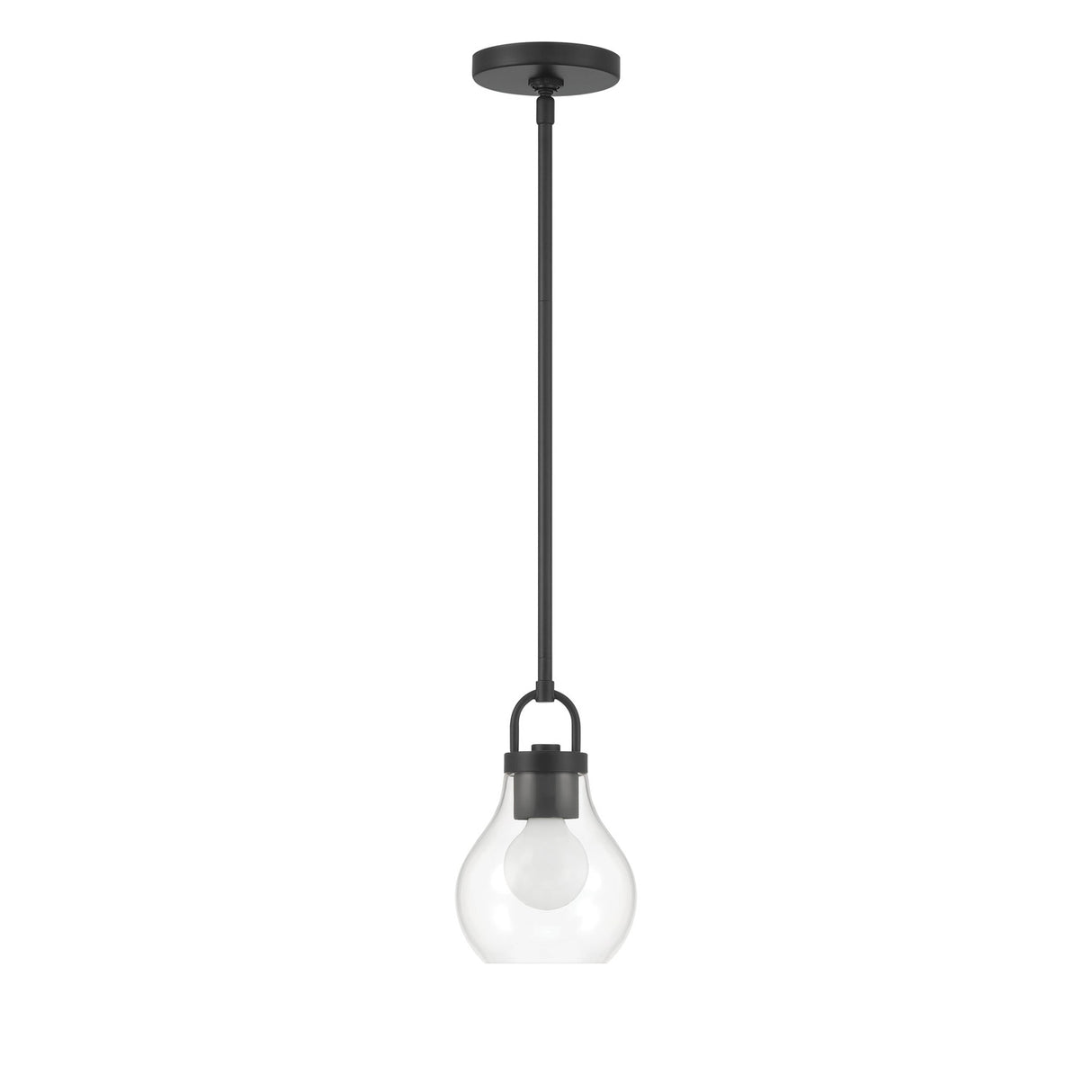 Naya Small Pendant 6", Matte Black and Clear Glass
