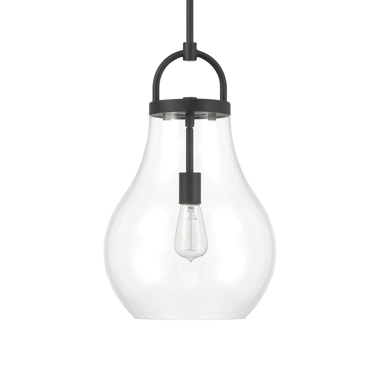 Naya Medium Pendant 12", Matte Black and Clear Glass