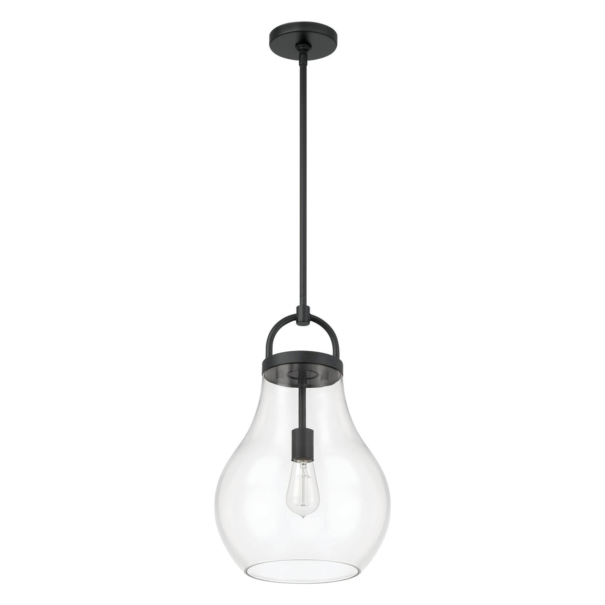 Naya Medium Pendant 12", Matte Black and Clear Glass