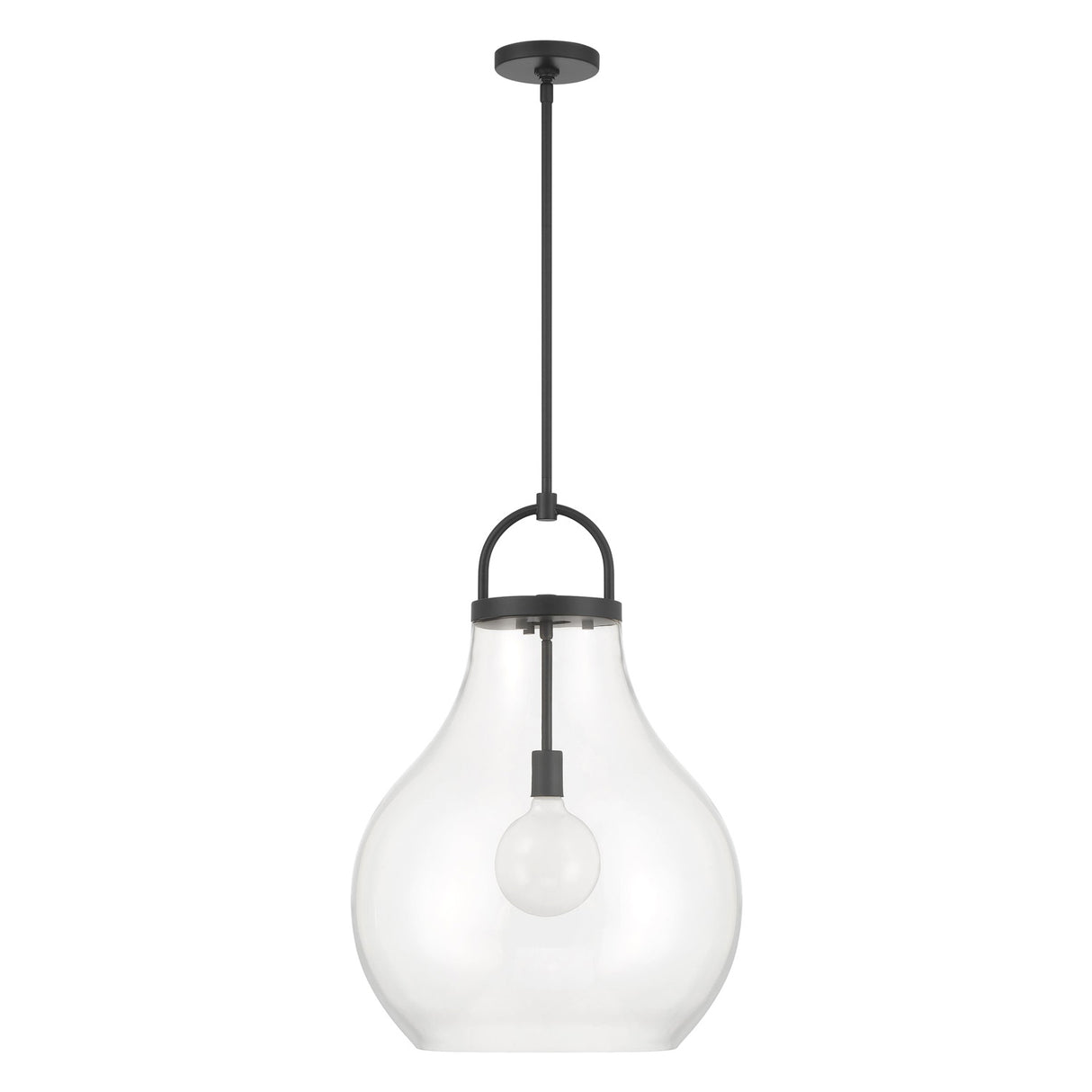 Naya Large Pendant 18", Matte Black and Clear Glass