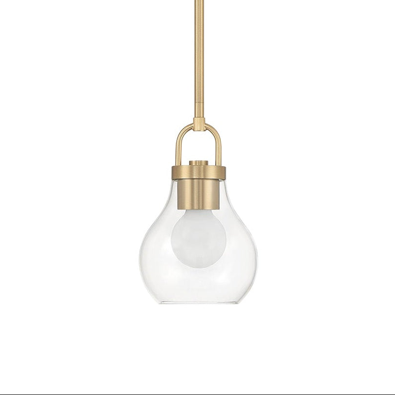 Naya Small Pendant 6", Satin Brass and Clear Glass