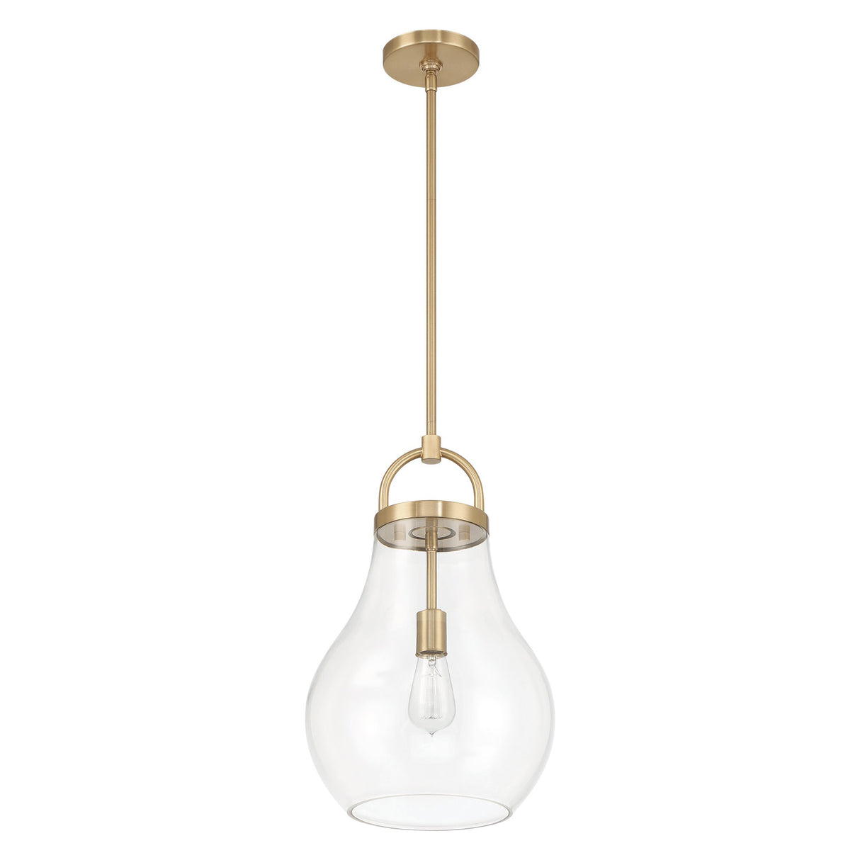 Naya Medium Pendant 12", Satin Brass and Clear Glass
