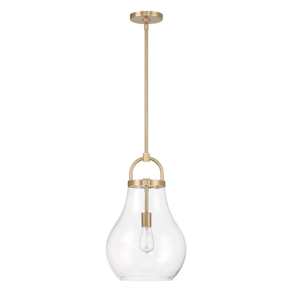 Naya Medium Pendant 12", Satin Brass and Clear Glass
