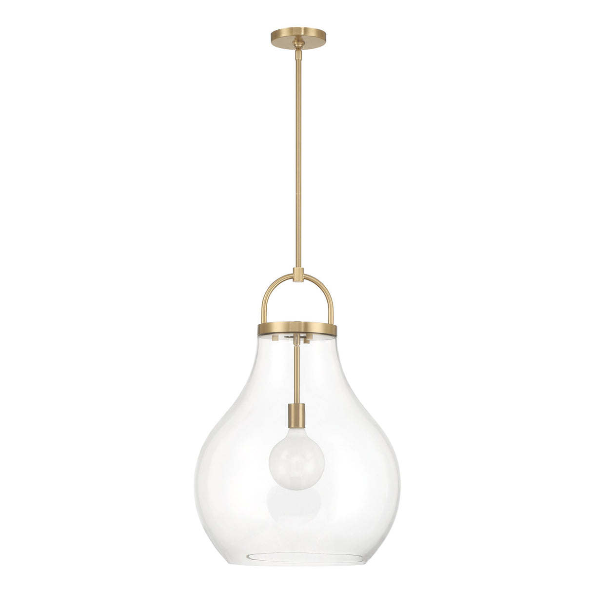 Naya Large Pendant 18", Satin Brass and Clear Glass