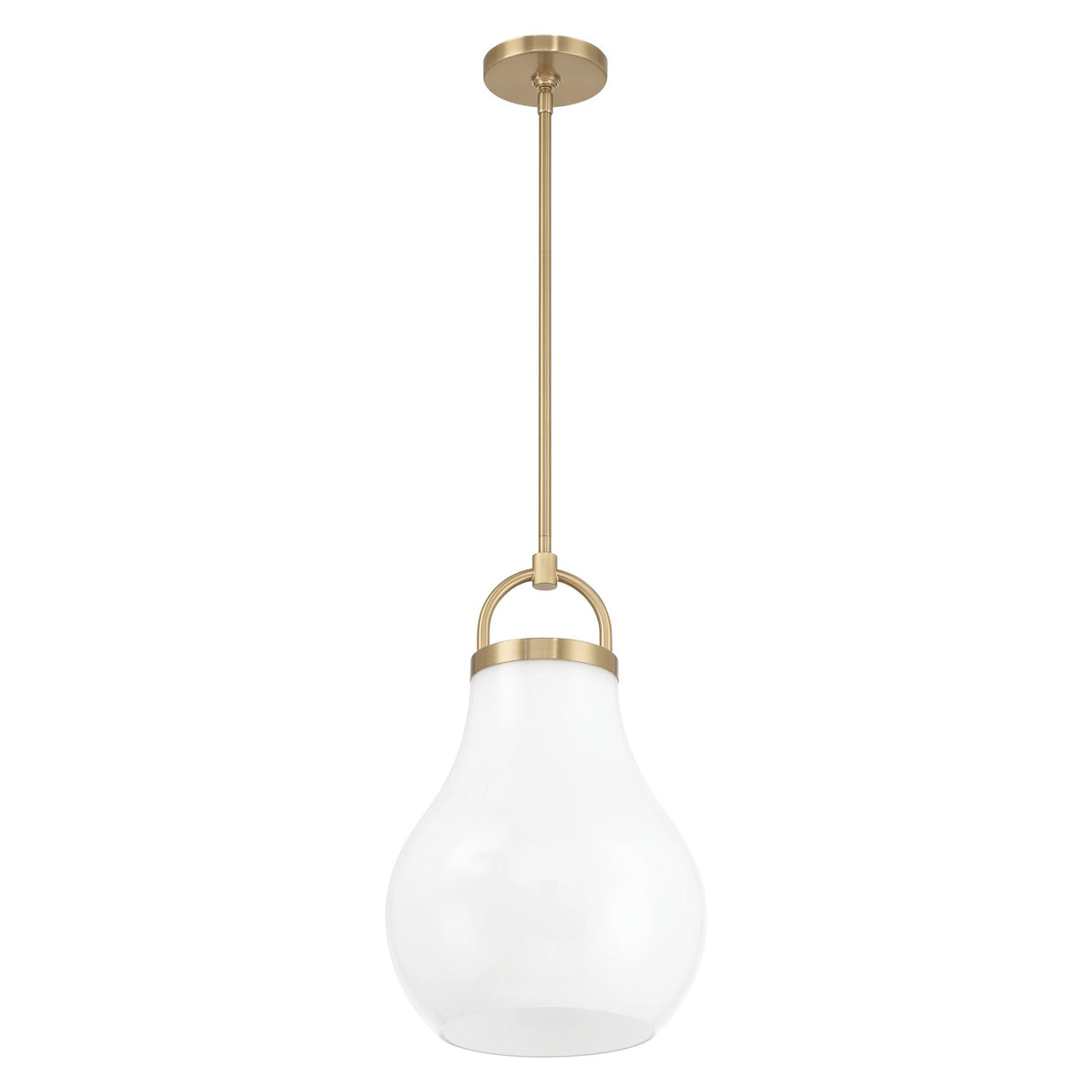 Naya Medium Pendant 12", Satin Brass and Opal Glass