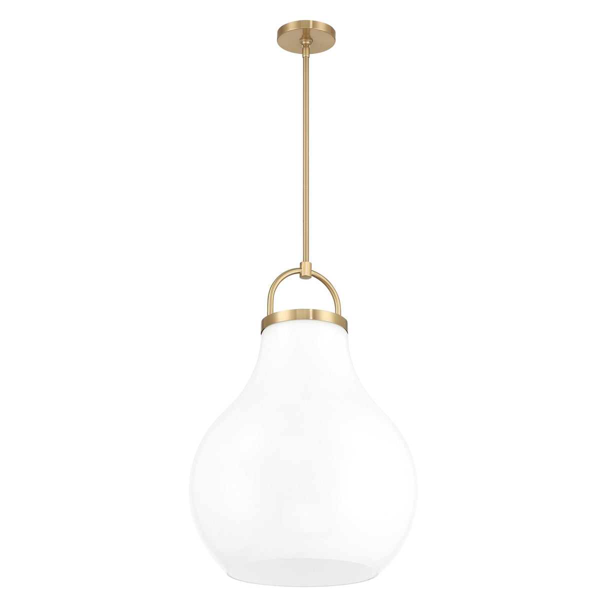 Naya Large Pendant 18", Satin Brass and Opal Glass