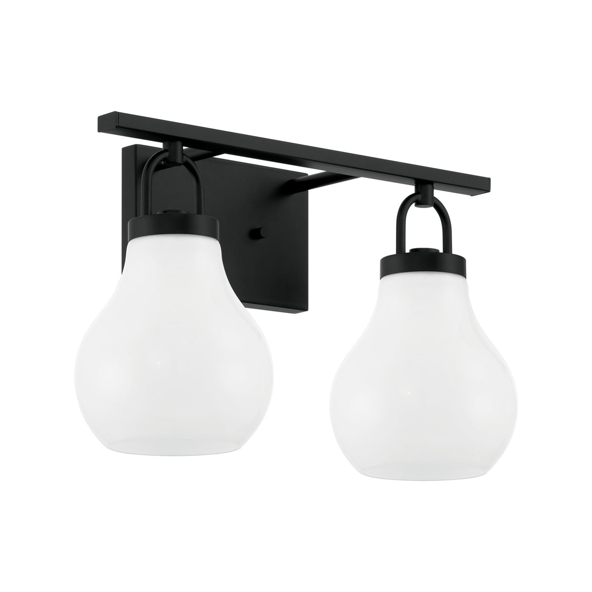 Naya 2 Light Vanity 16", Matte Black and Opal Glass