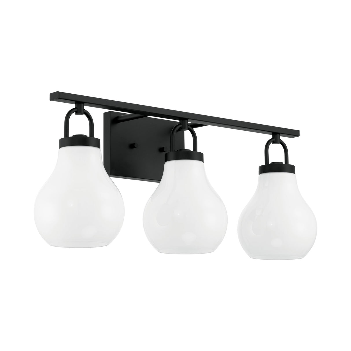 Naya 3 Light Vanity 24", Matte Black and Opal Glass