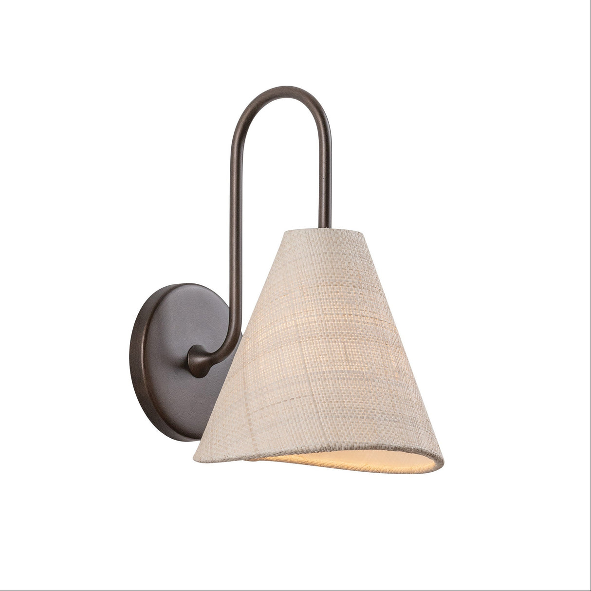 Aldara Wall Sconce 12", Bronze Leaf with Woven Shade