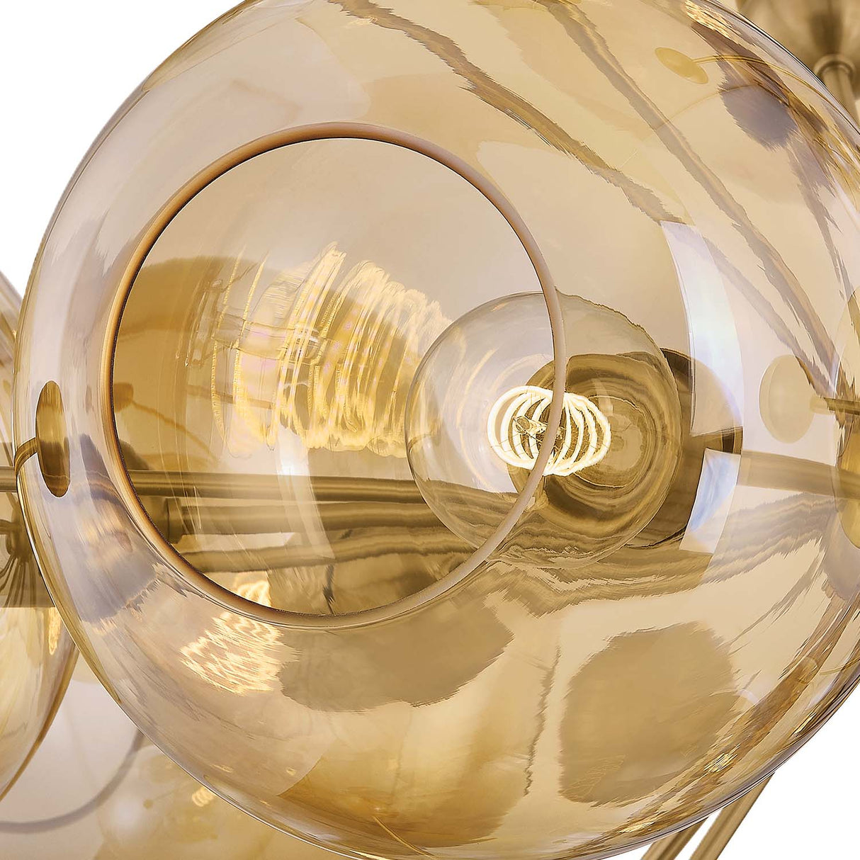 Bianca Large Chandelier 32", Patina Brass and Topaz Glass