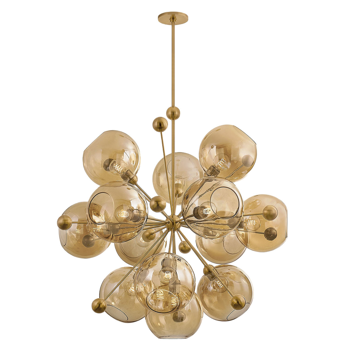 Bianca Extra Large Chandelier 46", Patina Brass and Topaz Glass