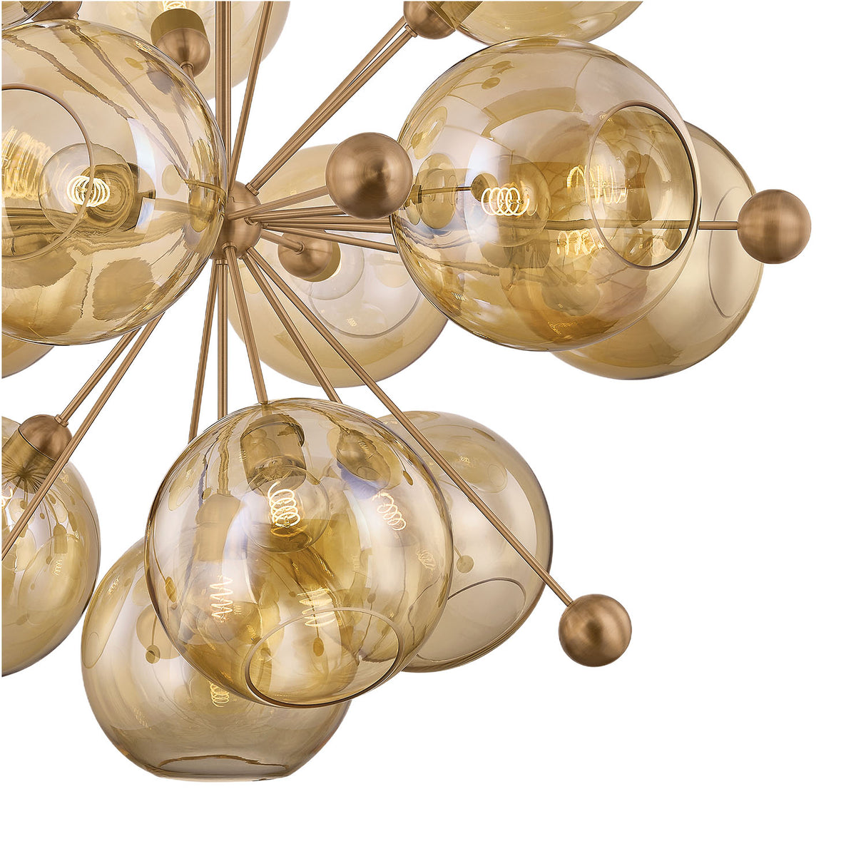 Bianca Extra Large Chandelier 46", Patina Brass and Topaz Glass