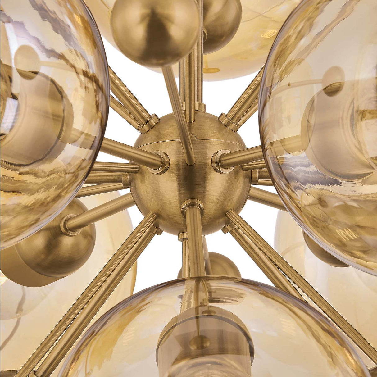 Bianca Extra Large Chandelier 46", Patina Brass and Topaz Glass