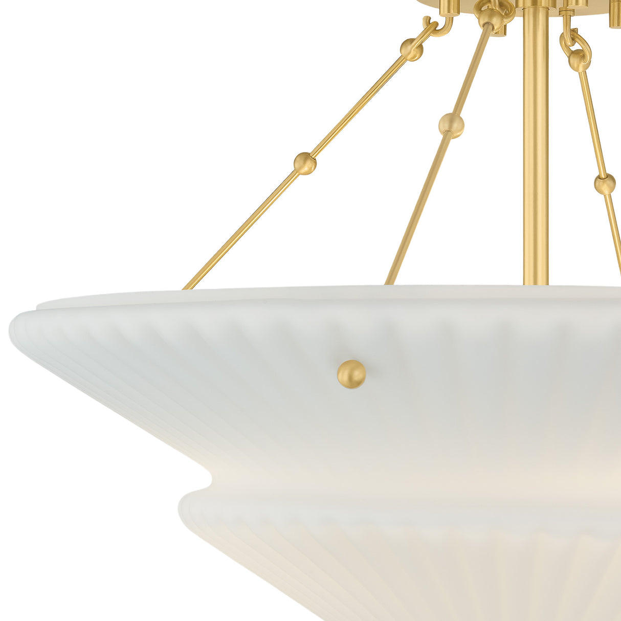 Caspian Semi-Flush 20", Aged Brass and Reeded Opal Glass