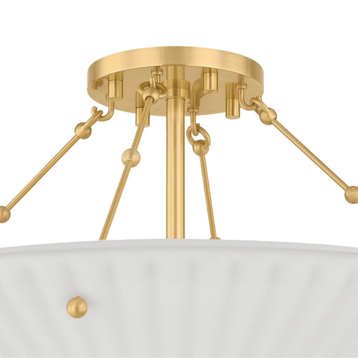 Caspian Semi-Flush 20", Aged Brass and Reeded Opal Glass
