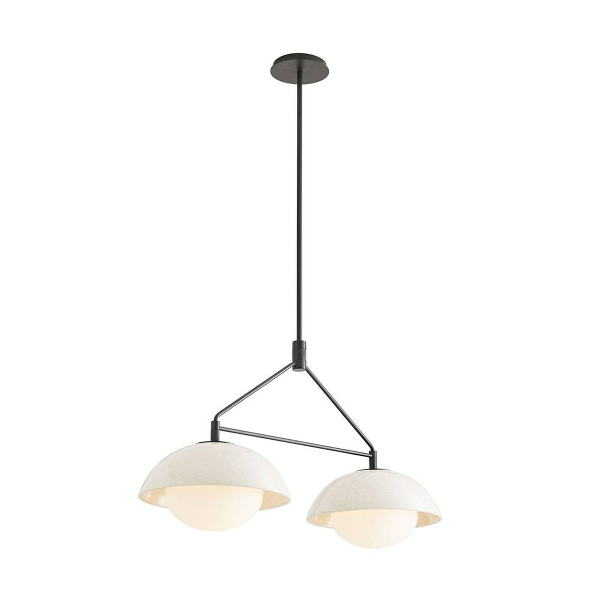 Hanley 2 Light Linear Pendant 32", Black and Ivory Crackle Ceramic