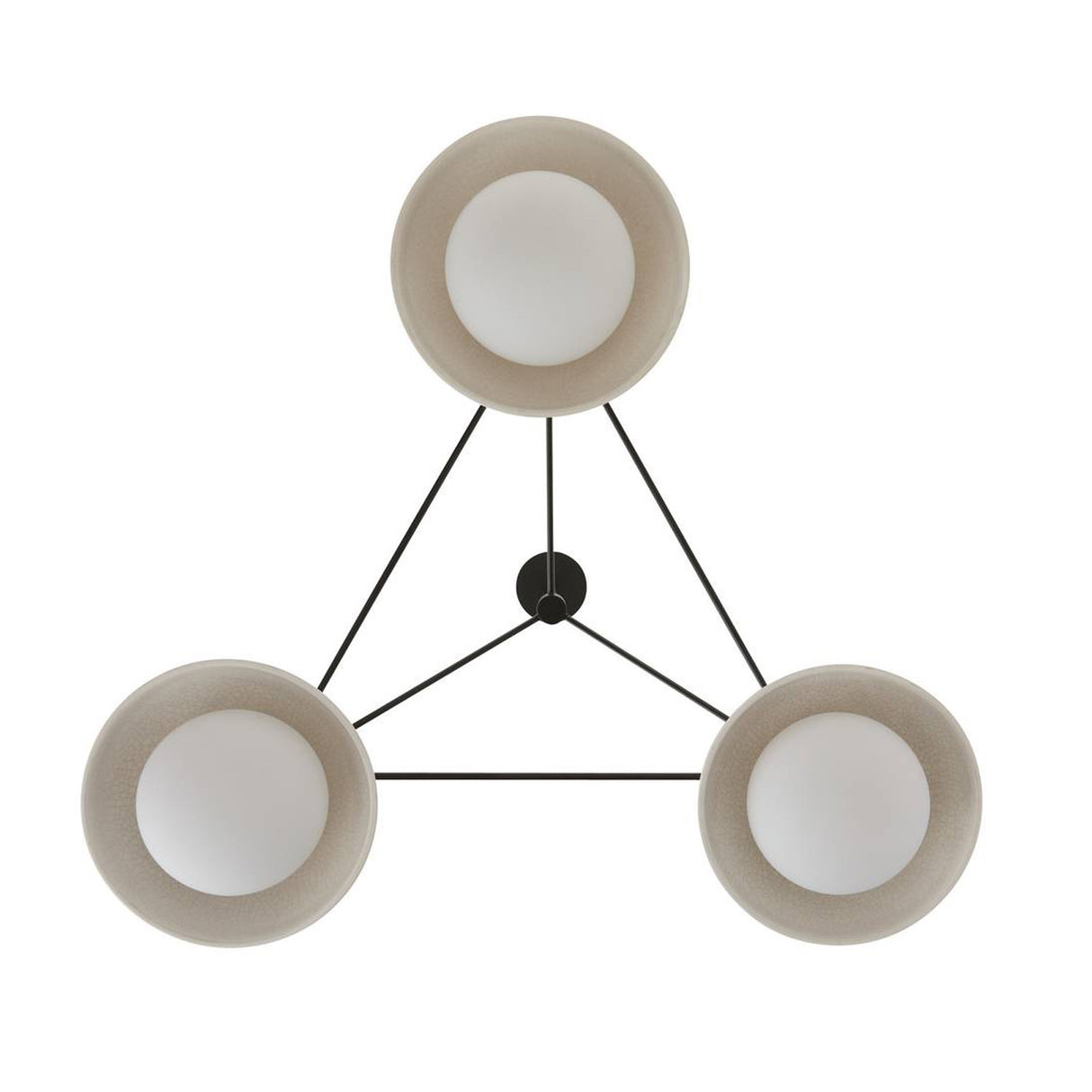 Hanley 3 Light Chandelier 38", Black with Ivory Crackle Ceramic