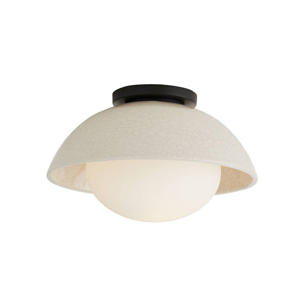 Hanley Flush Mount 12", Black and Ivory Crackle Ceramic