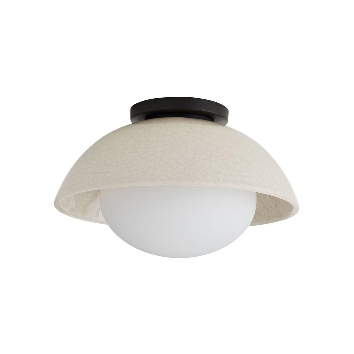 Hanley Flush Mount 12", Black and Ivory Crackle Ceramic