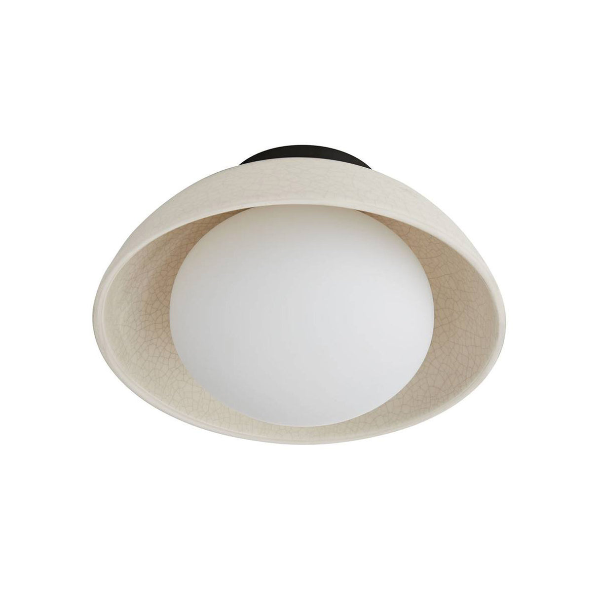 Hanley Flush Mount 12", Black and Ivory Crackle Ceramic