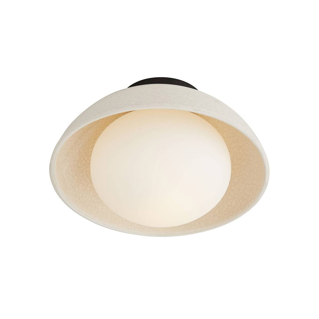 Hanley Flush Mount 12", Black and Ivory Crackle Ceramic