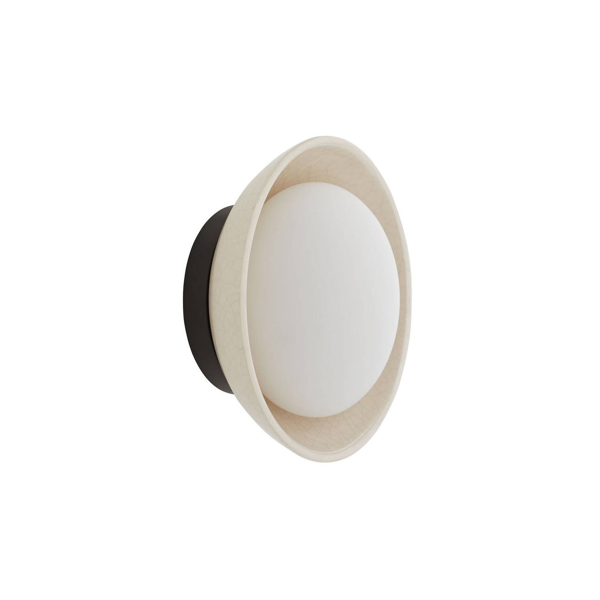 Hanley Wall Sconce 8", Ivory Crackle Ceramic with Black Accents