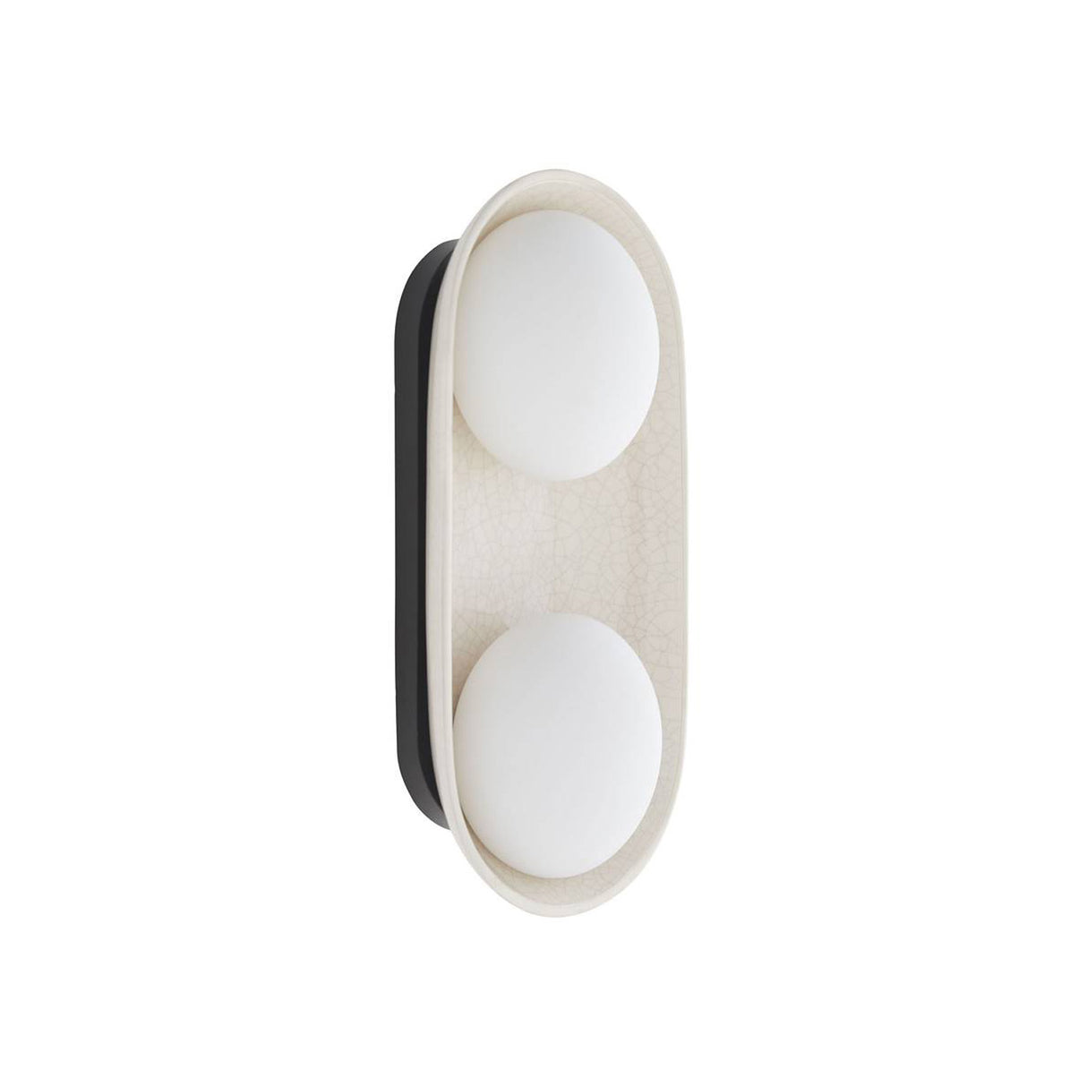 Hanley Double Wall Sconce 16", Ivory Crackle Ceramic with Black Accents