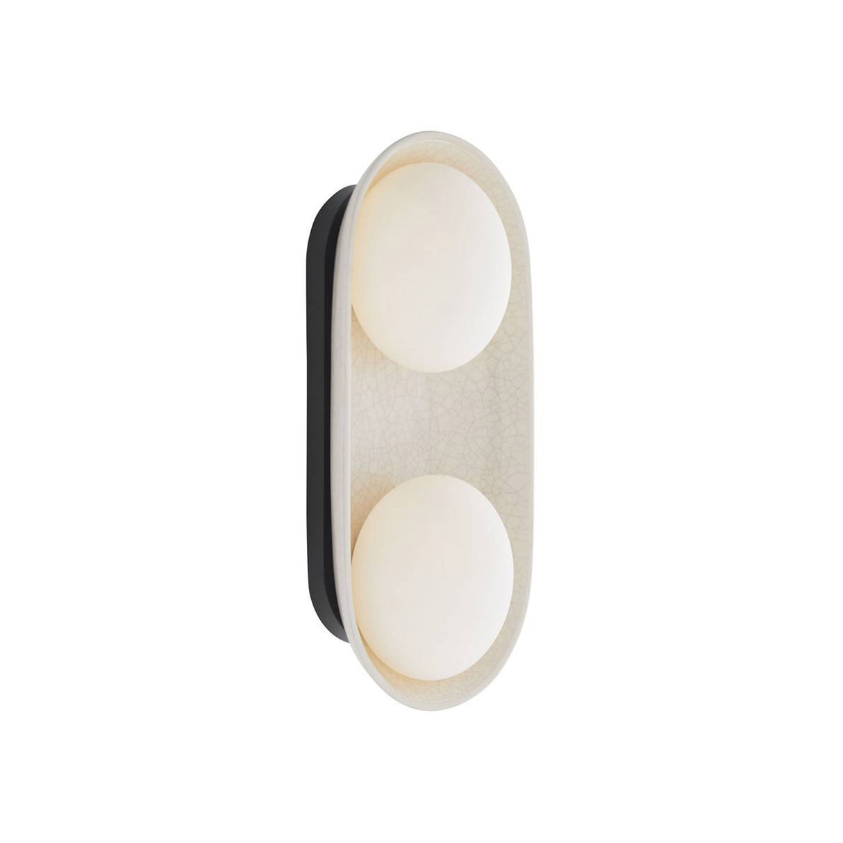 Hanley Double Wall Sconce 16", Ivory Crackle Ceramic with Black Accents
