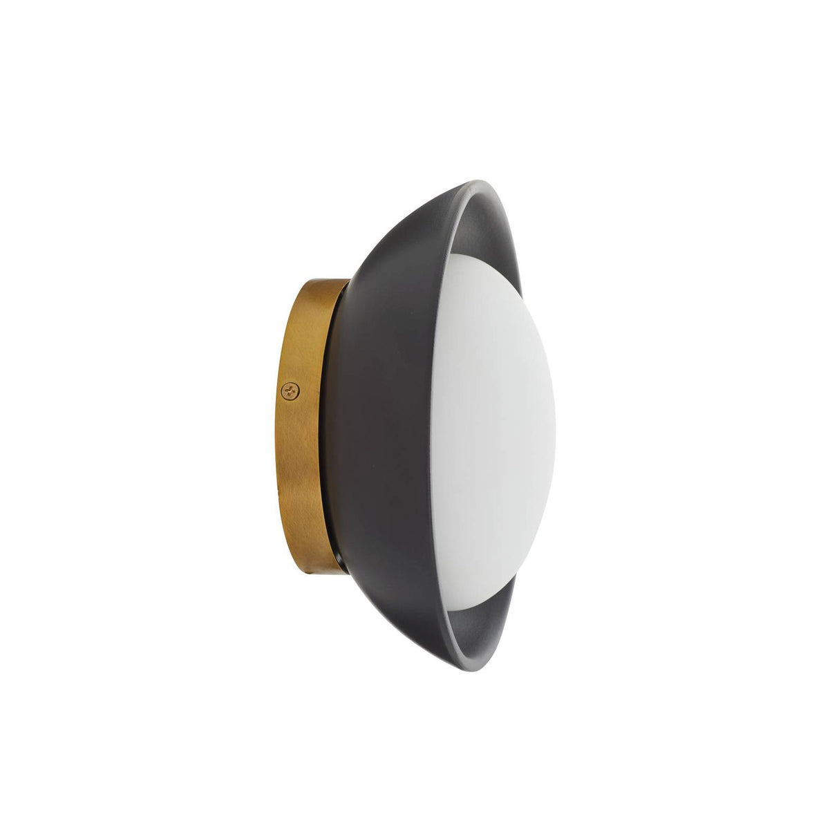 Hanley Wall Sconce 8", Matte Black Ceramic with Brass Accents