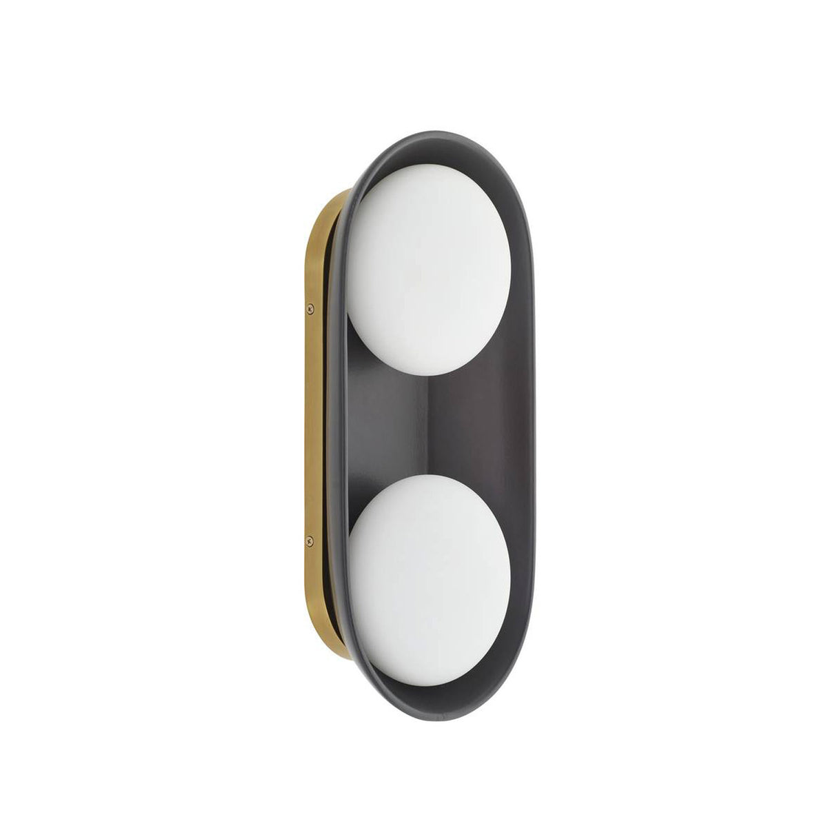 Hanley Double Wall Sconce 16", Matte Black Ceramic with Brass Accents