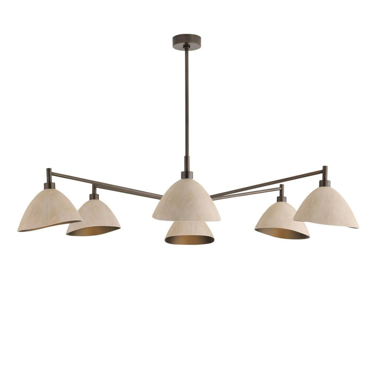 Winslet 6 Light Chandelier 53", English Bronze and Ivory Leather