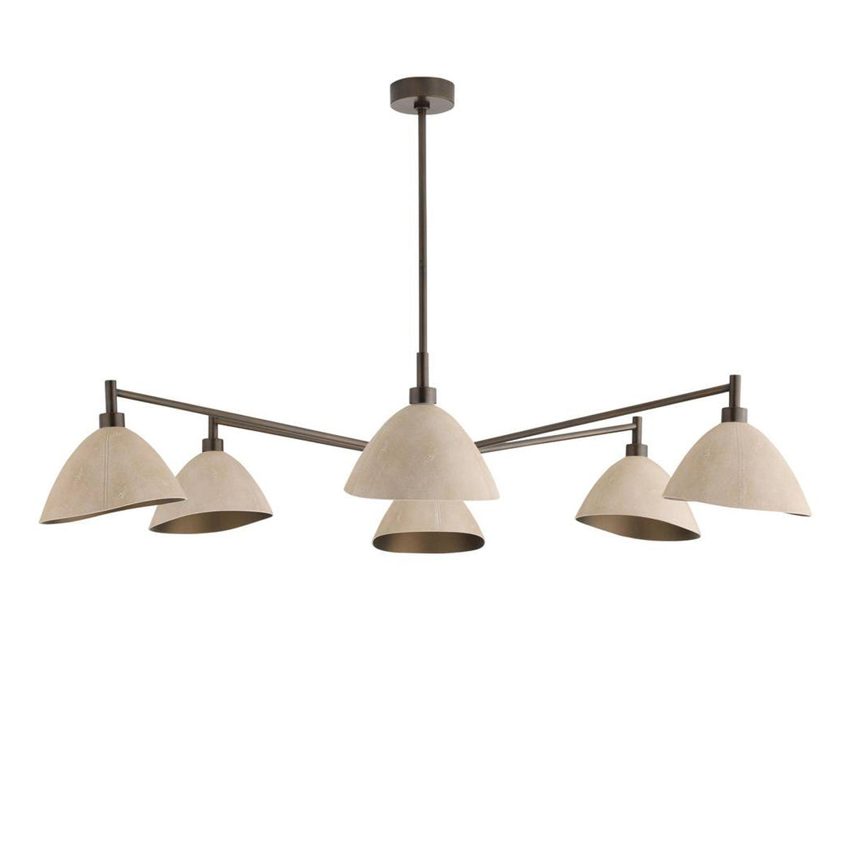 Winslet 6 Light Chandelier 53", English Bronze and Ivory Leather