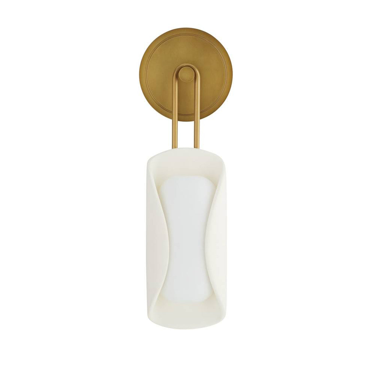 Arlynn LED Wall Sconce 19", Antique Brass and Opal Glass
