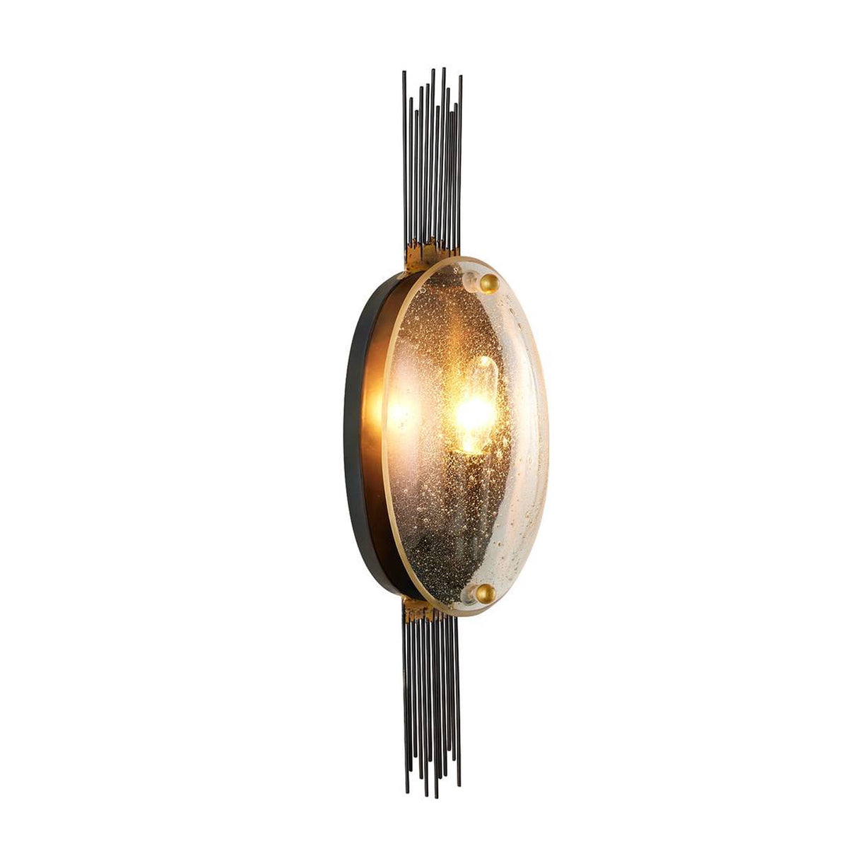 Octavien Wall Sconce 18", Aged Iron and Clear Seeded Glass