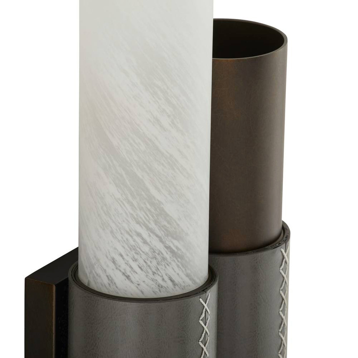 Rainier Wall Sconce 20", Brushed Bronze with Charcoal Leather Accents