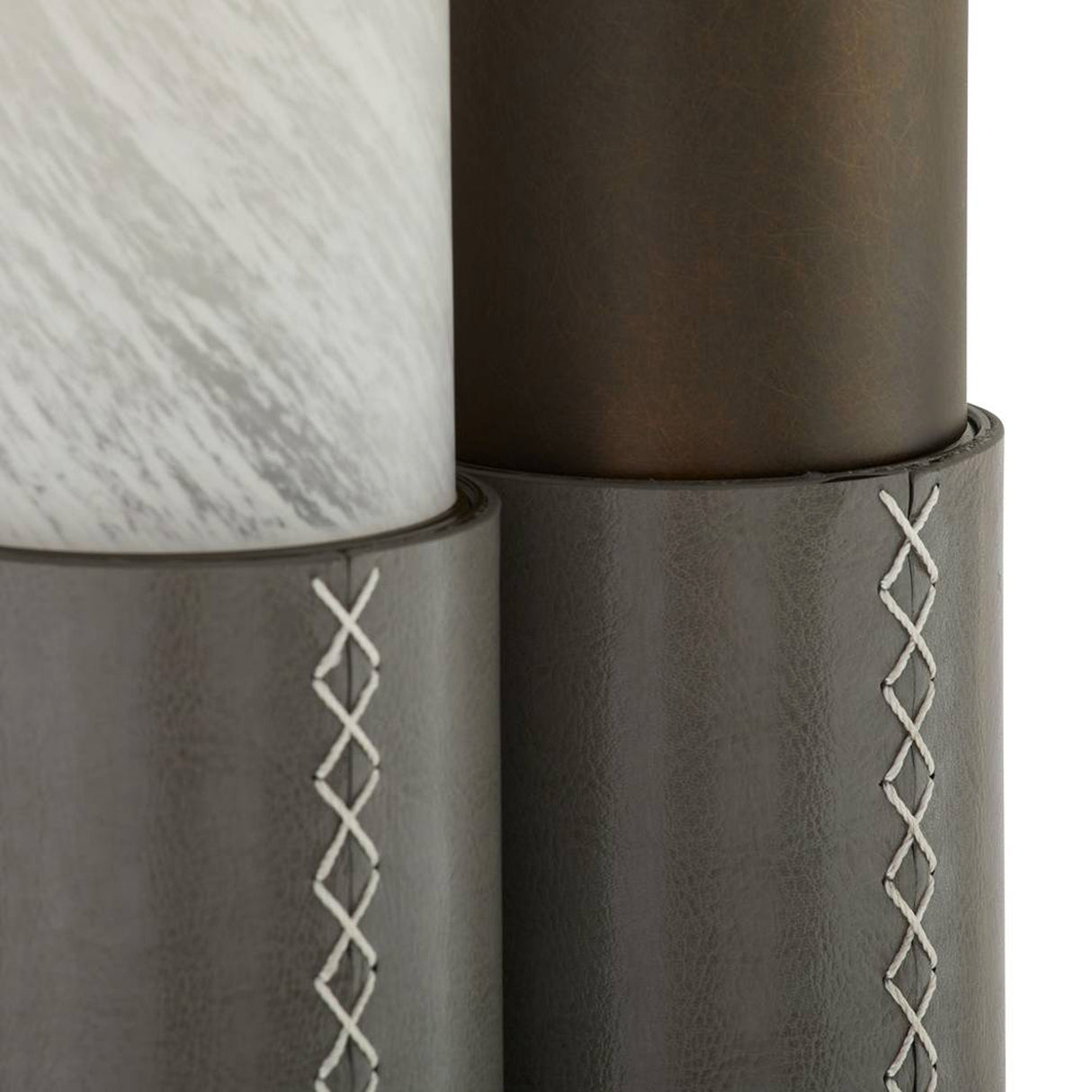 Rainier Wall Sconce 20", Brushed Bronze with Charcoal Leather Accents