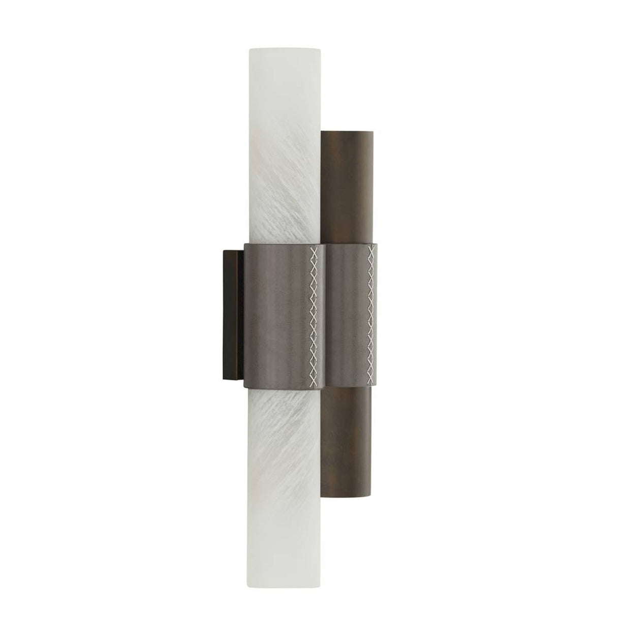 Rainier Wall Sconce 20", Brushed Bronze with Charcoal Leather Accents