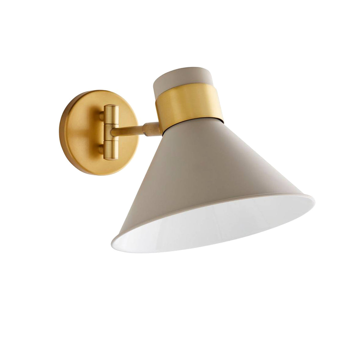 Cosette Adjustable Wall Sconce 8", Soft Taupe and Antique Brass